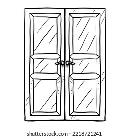 Closed door vector illustration on white background