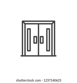 Closed doors outline icon. linear style sign for mobile concept and web design. Double door simple line vector icon. Symbol, logo illustration. Pixel perfect vector graphics