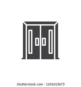 Closed doors vector icon. filled flat sign for mobile concept and web design. Double door simple solid icon. Symbol, logo illustration. Pixel perfect vector graphics