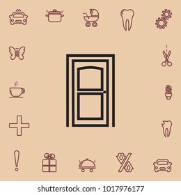 the closed doors, vector outline icon
