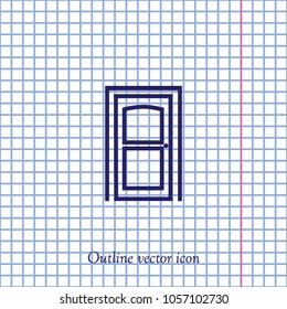 the closed doors, vector outline icon