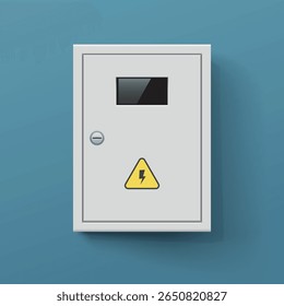 Un panel eléctrico cerrado con icono de peligro