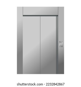 Closed elevator cabin, element vector illustration. Lift door from wood and metal, staircase or escalator, up and down on white background