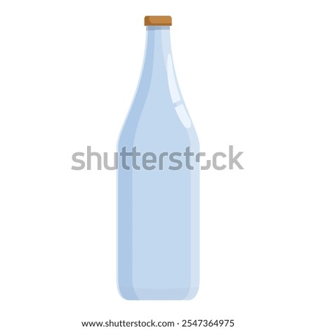 Closed empty glass bottle with brown cap isolated on white background