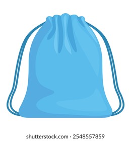 Mochila de cordón de deporte azul claro vacío cerrado aislado sobre fondo blanco