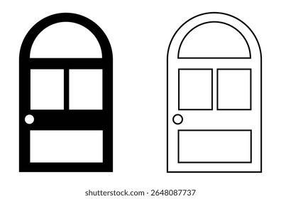 Vetor de ícone de porta de entrada fechada. Pictograma de portas isolado sobre fundo branco. Modelo de vetor de logotipo de porta criativo e mínimo. ilustração de vetor de ícone de porta. Arquivo Eps 126.