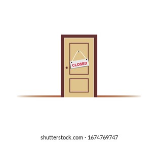 Closed  entrance door vector illustration with Closed door sign.