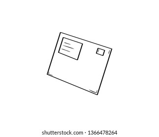 Closed envelope with address and post mark. Sketch.