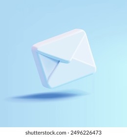 Closed envelope in the air, 3D. Postal letter, e-mail, correspondence, mail. Web design, messaging, business, marketing. Vector illustration