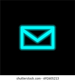 Closed envelope blue glowing neon ui ux icon. Glowing sign logo vector