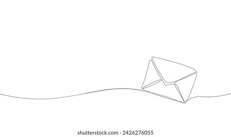 Closed envelope continuous line drawing. One line art of post letter, mail message post letter linear symbol. Minimalist vector illustration