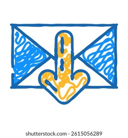 closed envelope downloada message doodle icon sketch vector. closed envelope downloada message sign. isolated symbol illustration