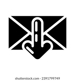 closed envelope downloada message glyph icon vector. closed envelope downloada message sign. isolated symbol illustration