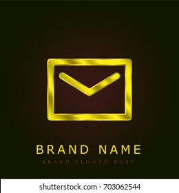 Closed envelope golden metallic logo
