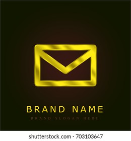 Closed envelope golden metallic logo