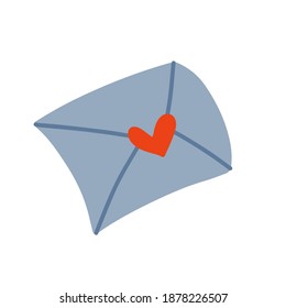 Closed Envelope with heart icon flat. Love stories symbol. Valentines day concept. flat Vector illustration isolated on white background