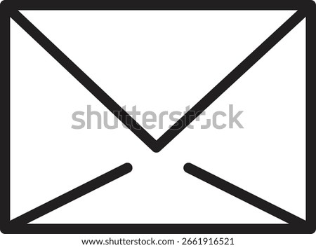 Closed envelope icon representing email message, inbox or mailing system with transparent background