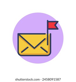 Closed envelope line icon. Flag, important, correspondence outline sign. Message, communication, newsletter concept. Vector illustration, symbol element for web design and apps