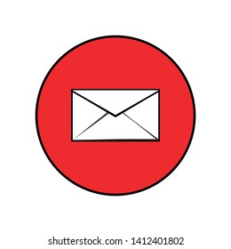 Closed envelope mail icon red button unread email symbol vector communication illustration