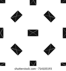 Closed envelope pattern repeat seamless in black color for any design. Vector geometric illustration