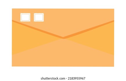 Closed envelope with postmarks semi flat color vector object. Sending letter. Full sized item on white. Postal service simple cartoon style illustration for web graphic design and animation