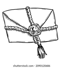 a closed envelope sealed with a wax seal vector illustration