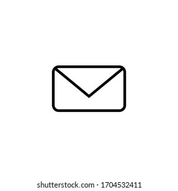 Closed envelope vector icon in linear, outline icon isolated on white background