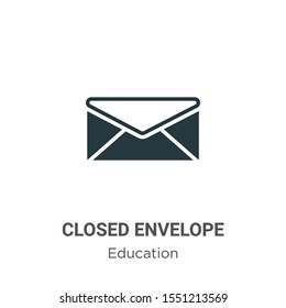 Closed envelope vector icon on white background. Flat vector closed envelope icon symbol sign from modern education collection for mobile concept and web apps design.