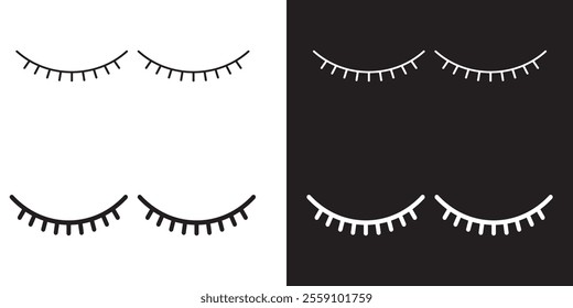 Closed eye with eyelashes cute girly vector icon set.