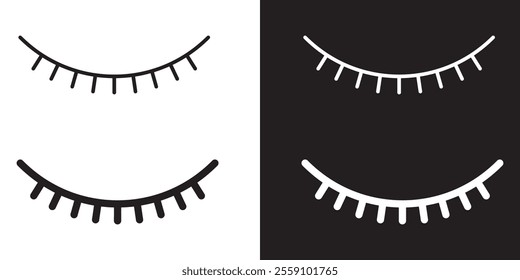 Closed eye with eyelashes cute girly vector icon set.