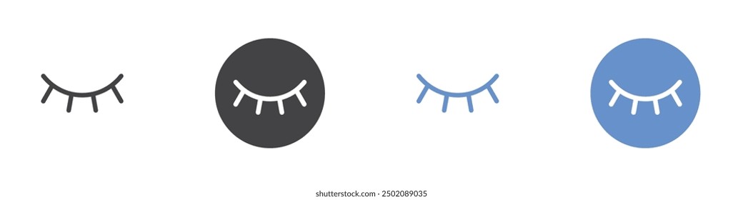 Closed eye icon Logo symbol outline set