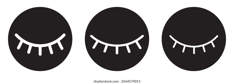 Closed eye icon. Makeup and eyelid symbol. Flat design. Stock - Vector illustration.