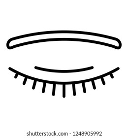 Closed eye icon. Outline closed eye vector icon for web design isolated on white background