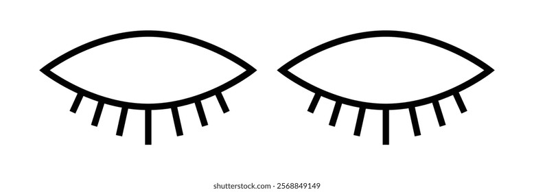 closed eye icon set. eye lashes icon . Eye closed icon. eps 10.