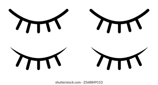 closed eye icon set. eye lashes icon . Eye closed icon. eps 10.