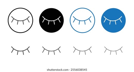 Closed eye icon Thin outline art symbol