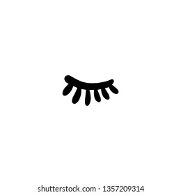 Closed eye with lashes hand drawn illustration logotype in cartoon style minimalism