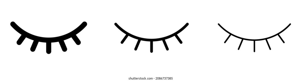 Closed eye linear icon. Simple symbol of eye. Black vector illustration. Human eye icon.