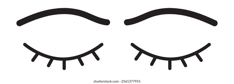 Closed eye linear icon. Simple symbol of eye. Black vector illustration. Human eye icon.