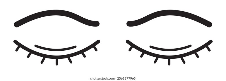 Closed eye linear icon. Simple symbol of eye. Black vector illustration. Human eye icon.