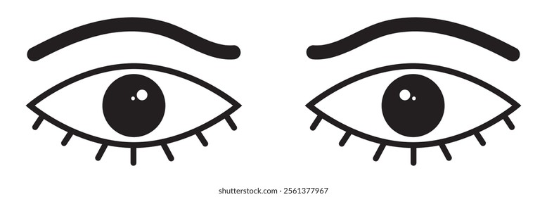 Closed eye linear icon. Simple symbol of eye. Black vector illustration. Human eye icon.