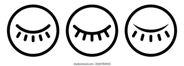 Closed eye linear icon vector illustration.