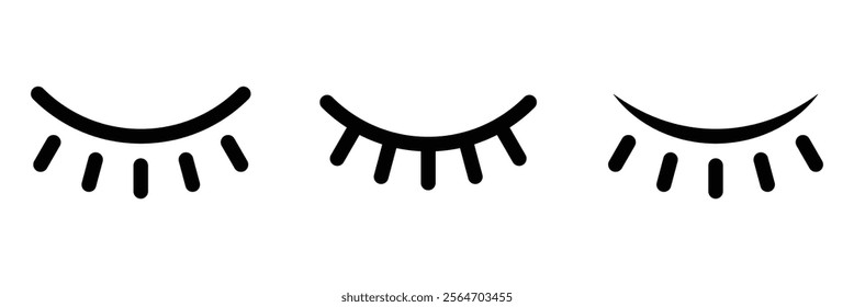 Closed eye linear icon vector illustration.