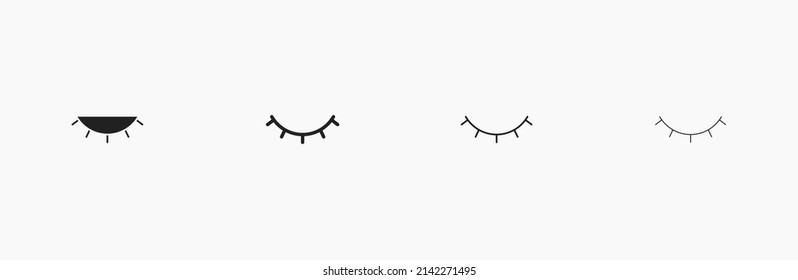 Closed eye linear vector illustration 