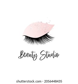 Closed eye with long lashes logo for beauty studio