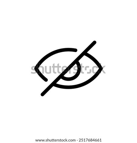 closed eye, eye slash, hide icon symbol vector template