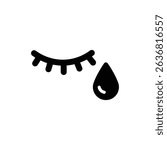 Closed Eye with Tear Representing Peaceful Release of Emotions