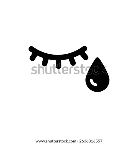 Closed Eye with Tear Representing Peaceful Release of Emotions