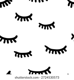 Closed eyes abstract seamless pattern. Simple hand drawn doodle pattern for any design.