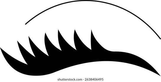 Closed eyes beautiful face, eyebrows and eyelashes, lashes extensions. Element design. Beauty studio logo. Linear vector in trendy minimalist style. makeup mascara symbols on transparent background.